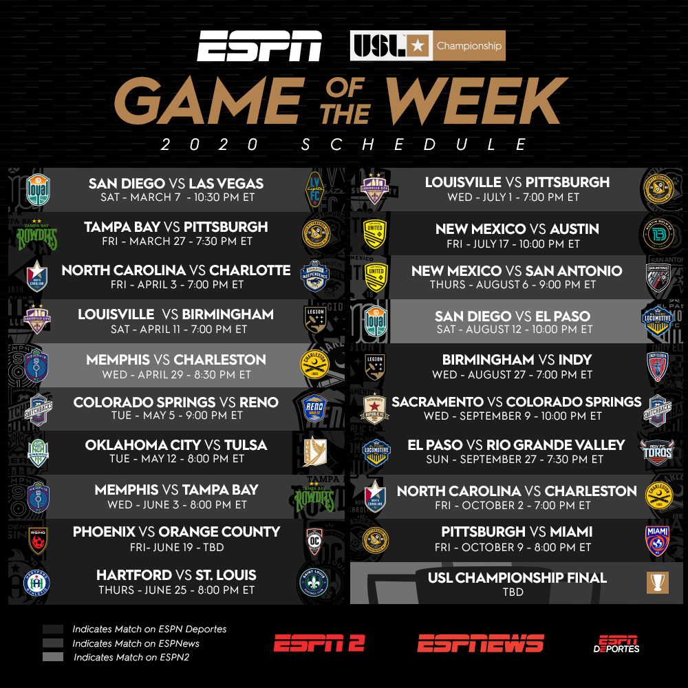 USL unveils most expansive ESPN TV schedule in league history